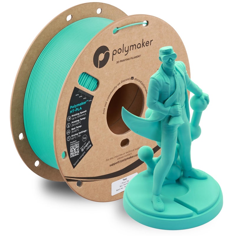 Polymaker HTPLA Filament 175mm Teal High Temp PLA for 3D Printing Heat Stable Up to 150C Easy to Print Works with Most FDM Printers 1kg Spool - Image 2
