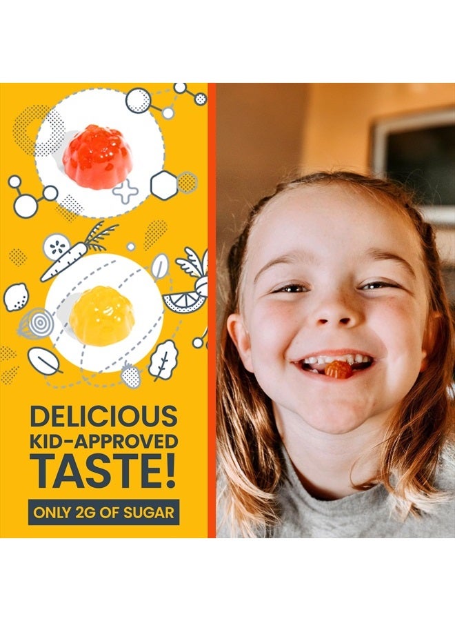 FIRST DAY Kids Daily Multivitamin Gummies – Vitamin A, D3, B6, B12, C, K2 & More to Support Growth, Brain Function, Immunity – Made w/Organic Fruits & Veggies, Only 2g Sugar – 2-Pk, 60 Day Supply - Image 3