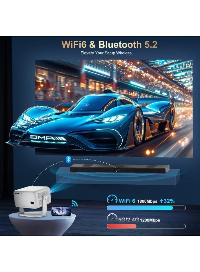 FlashHawk 【Native 1080P】Projector 4K Home Cinema - 600 ANSI Full HD Hightlight Smart Andriod Projector with WiFi 6 and Bluetooth, Support 4K, Portable Movie Projector, Auto Focus&Keystone Correction, 180° Rotatable, Compatible with Smartphone, TV Stick, Laptop, HDMI, USB - Image 5