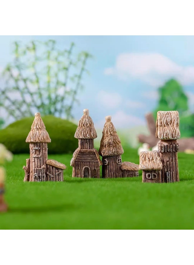 8 أجزاء من كوخ القش المصغرة كوخ صغير الراتنج الجني حديقة كوخ الريفي كوخ DIY بيت الدمية حوض الزجاج حوض الأسماك الديكور المناظر الطبيعية الصغرى - Image 3