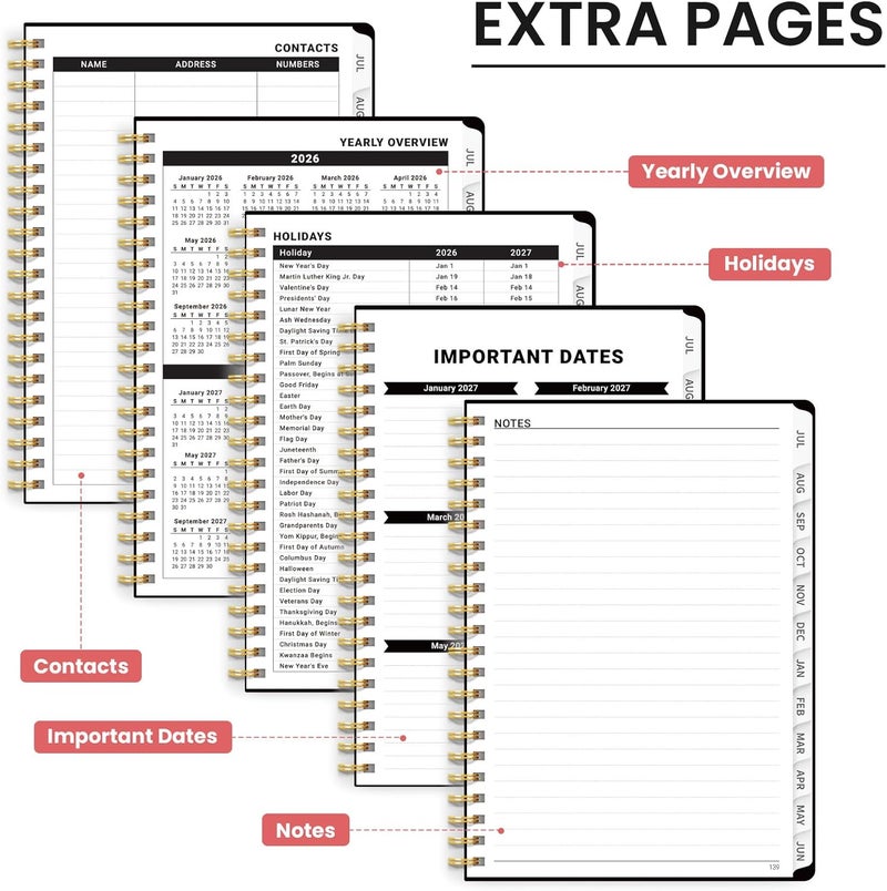 ZOTIA Planner 2026-2027, Monthly and Weekly Academic Planner July 2026 - June 2027, Hardcover Student Teacher Planning Agenda Calendar Book with Tabs, Perfect for Office School Supplies, A5 (6.3" x 8.5 - Image 5