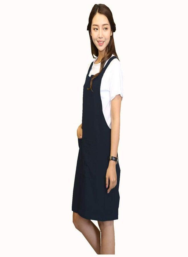AOBBYBBS H Shoulder Straps Soft Cotton Linen Apron Solid Color Halter Cross Bandage Aprons Japan Style X Shape Kitchen Cooking Clothes Chef Summer Fit (Black) - Image 4