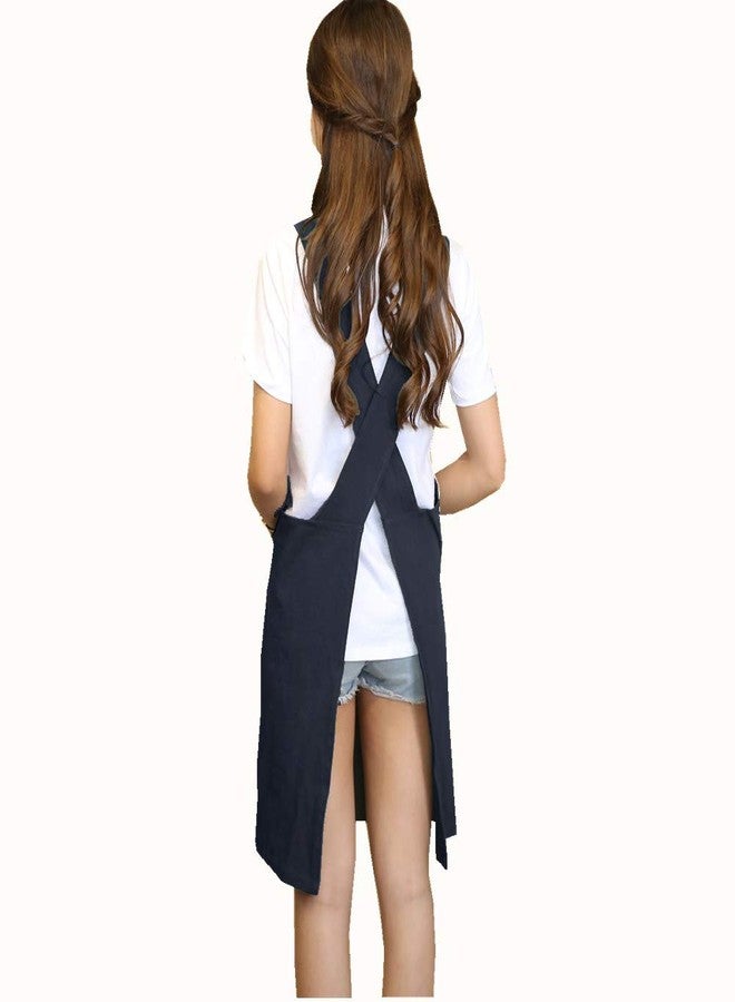 AOBBYBBS H Shoulder Straps Soft Cotton Linen Apron Solid Color Halter Cross Bandage Aprons Japan Style X Shape Kitchen Cooking Clothes Chef Summer Fit (Black) - Image 2