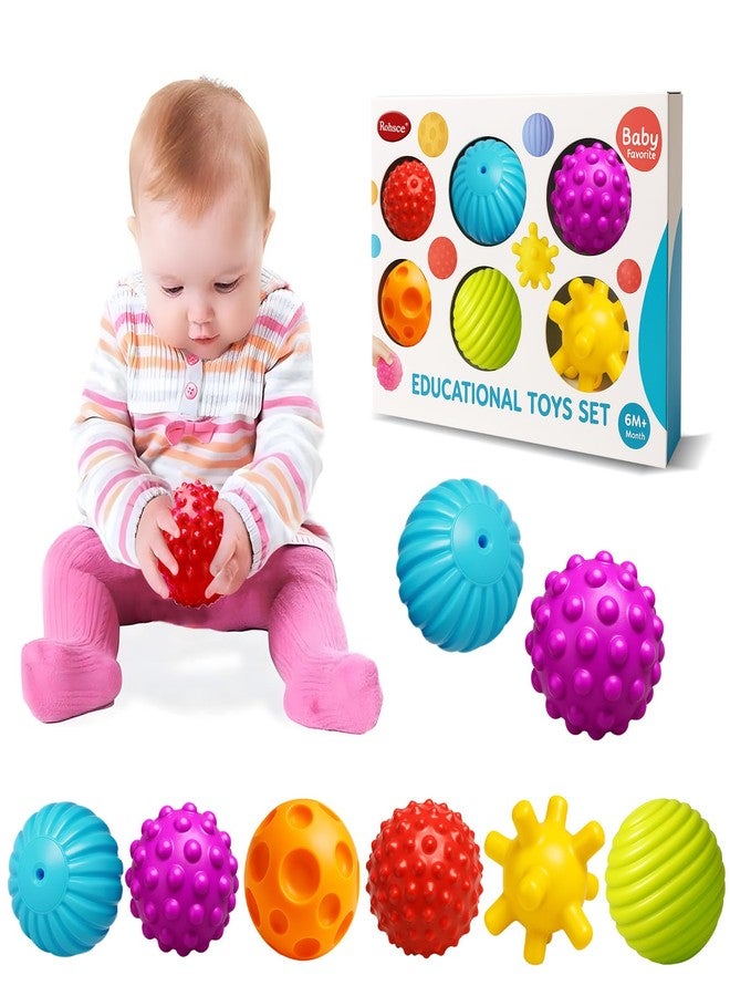 ROHSCE Baby Balls for Toddlers 1-3, Bath Toys for Babies 6-12 Months, Infant Soft Sensory Balls Set, Montessori Bathroom Shower Teether Gift for Boys Girls 6 Pack - Image 1