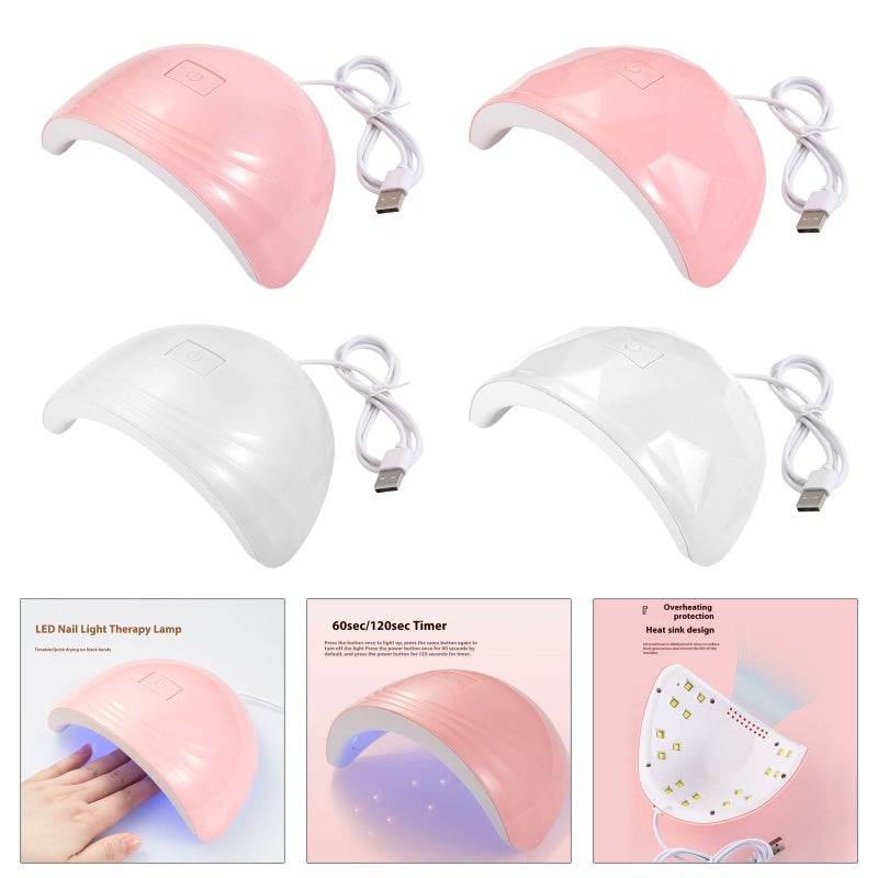 مصباح أظافر LED أبيض تجفيف سريع 60 ثانية 120 ثانية مؤقت USB ضوء تثبيت جل البوليش - Image 3