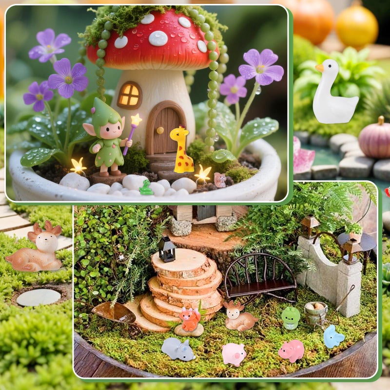 Prudiut 50 Pcs Mini Resin Animals Figures 50 Styles Tiny Resin Animal to Hide Little Animals Figures for Easter Basket Supplies Desk Pets Decor Fairy Garden Miniature Landscape Dollhouse Accessories - Image 5