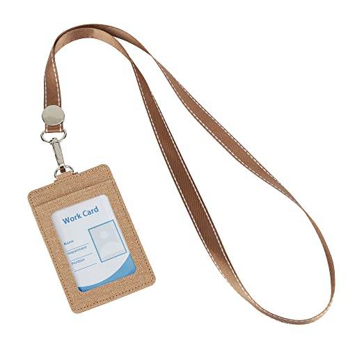 Cynure Faux Leather Vertical Badge Holder Lanyard ID Card Holder Case with 1 ID Window for School Office,Navy Blue - Image 4