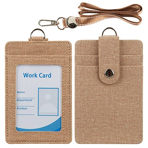 Cynure Faux Leather Vertical Badge Holder Lanyard ID Card Holder Case with 1 ID Window for School Office,Navy Blue - Image 2