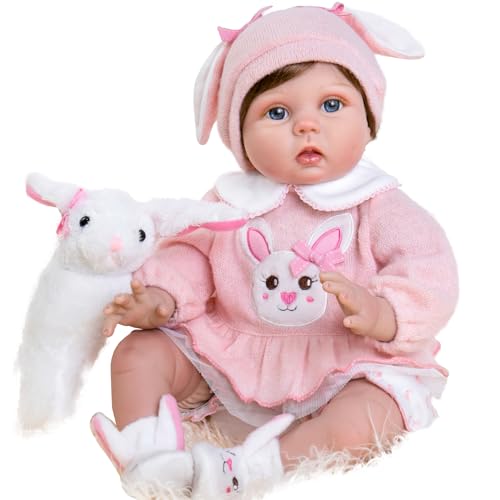 Aori Lifelike Reborn Baby Dolls  22 Inch Realistic Newborn Baby Girl  Soft Vinyl Reborn Toddler with Feeding Set  Pink Outfit Real Life Baby Doll for Kids 3 Toddlers  Collectors - Image 1