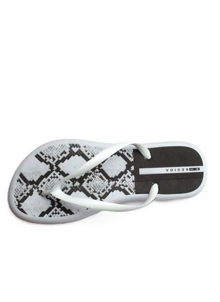 Voices Boat Animal  Women'S Flip Flops With Printed Sole Design And Matching Brand Design Strap - Black