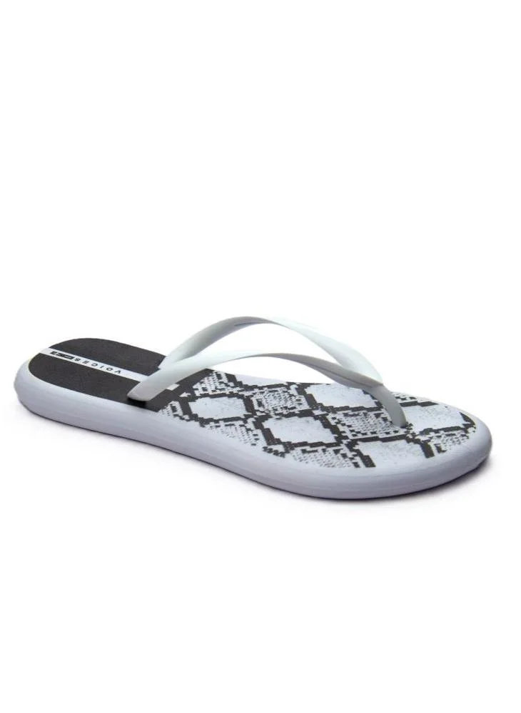 Voices Boat Animal  Women'S Flip Flops With Printed Sole Design And Matching Brand Design Strap - Black