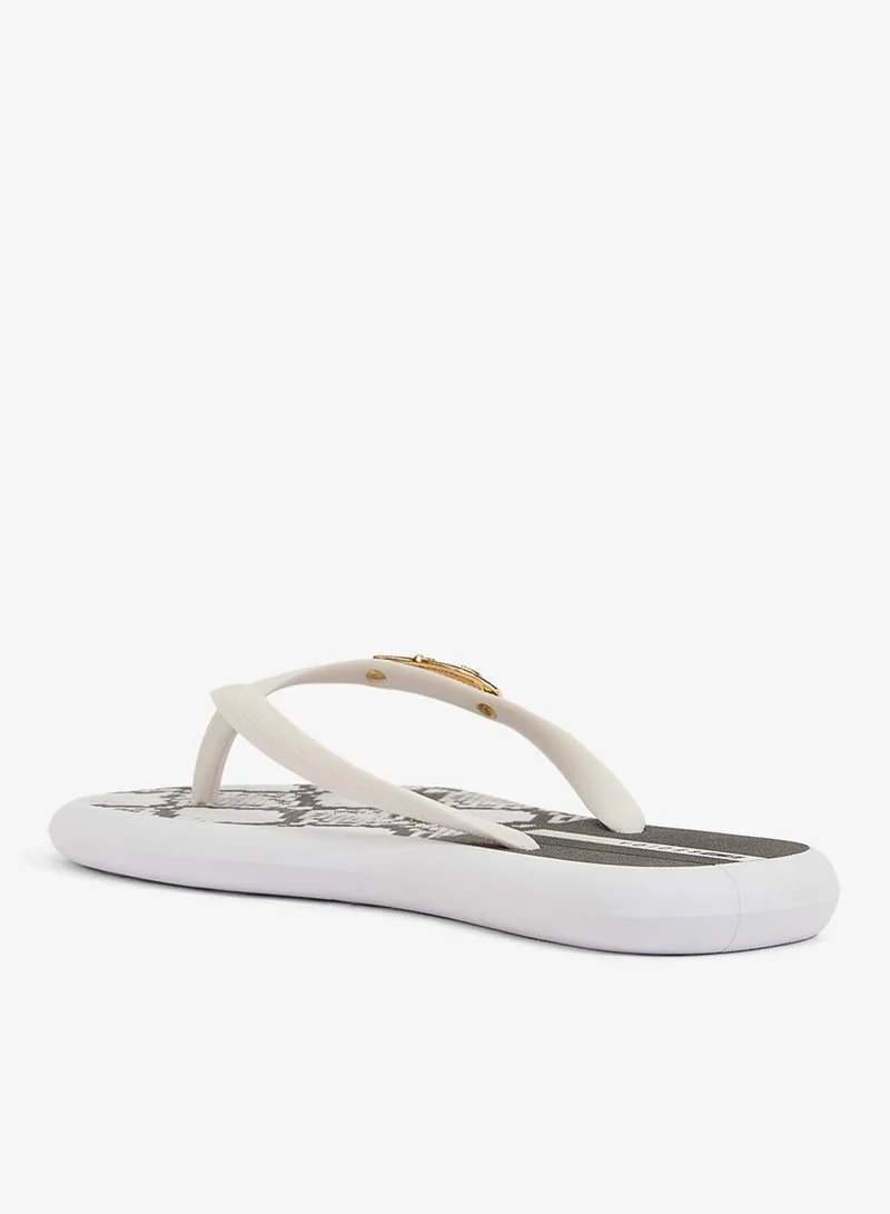 فويسيز شباشب نسائية بتصميم طبعات على النعل وحزام مطابق بشعار الماركة - أسود