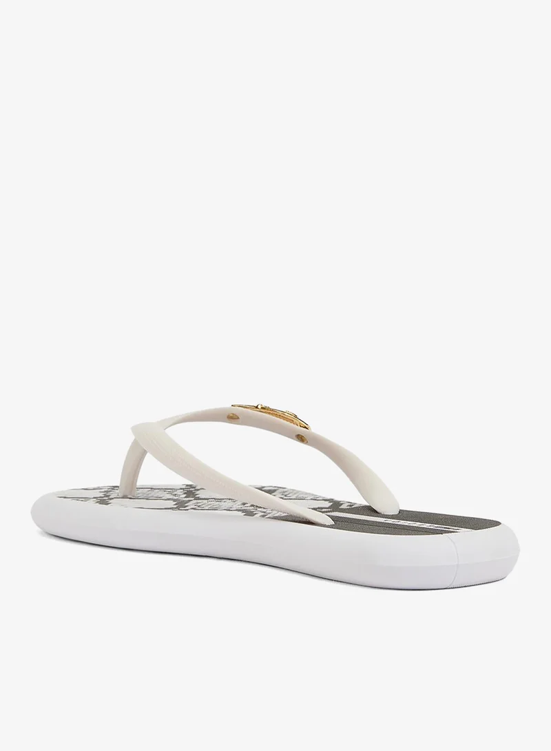 فويسيز شباشب نسائية بتصميم طبعات على النعل وحزام مطابق بشعار الماركة - أسود