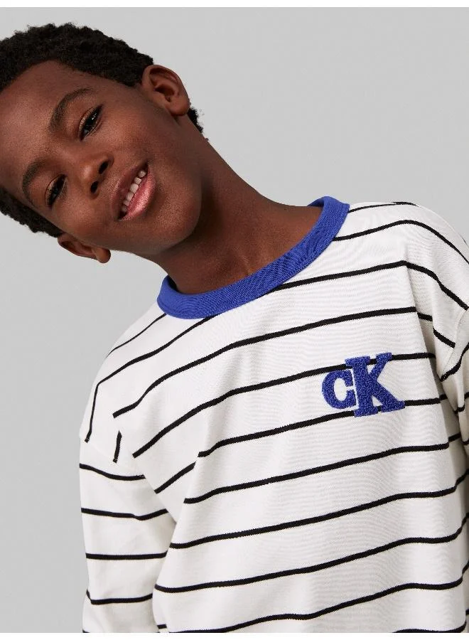 كالفن كلاين جينز Kids Ringer Mono Striped T-Shirt
