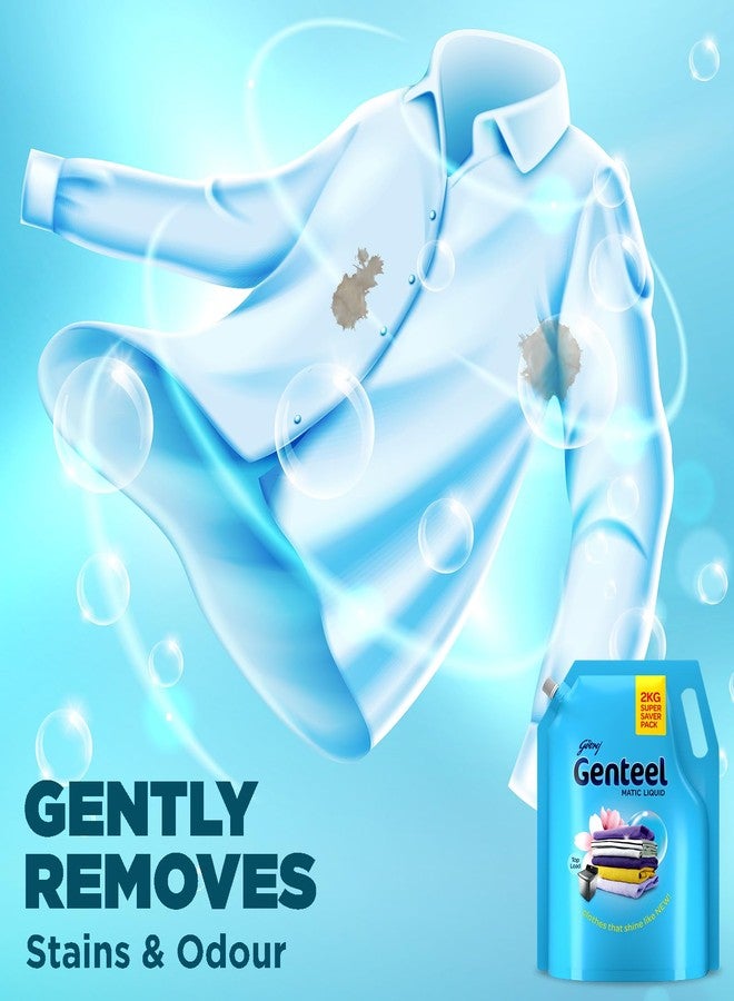 Genteel Matic Liquid Detergent Refill Pouch for Top load Washing - 2kg | No Soda Formula | with Added Fabric Conditioner - Image 3