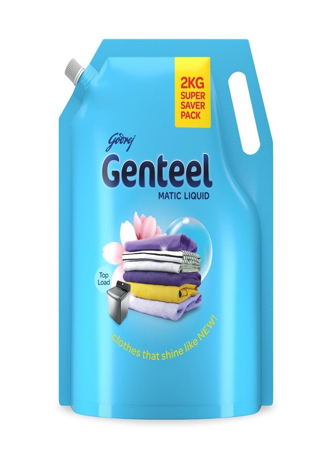Genteel Matic Liquid Detergent Refill Pouch for Top load Washing - 2kg | No Soda Formula | with Added Fabric Conditioner - Image 1