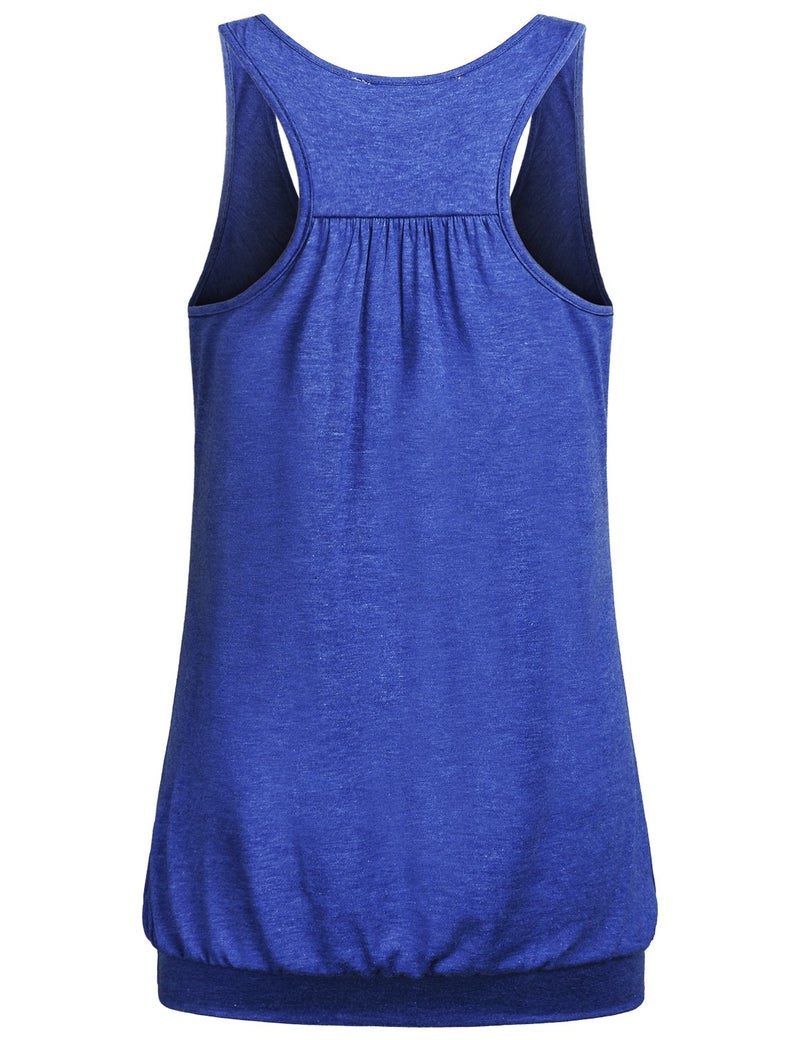 Miusey Racerback Tank Tops for Women,Miusey Ladies Sleeveless Shirts Round Neck Relaxed Banded Bottom Running Cool Yoga Activewear Workout Loose Lightweight Flowy Rayon Athletic Relaxed Baggy Clothes Blue L - Image 2