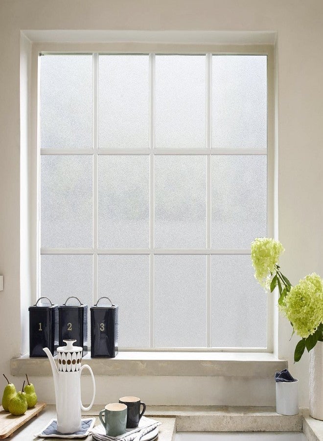 CVANU Privacy Window Film White Window Frosting Film Window Sticker Window Cling Frosted Vinyl Sheets for Front Door/Bathroom/Sidelight/Small Windows, 24''x48'', Self-Adhesive - Image 1