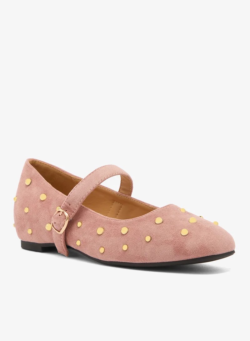 جينجر ماري جين مزينة باللؤلؤ من جلد الغزال