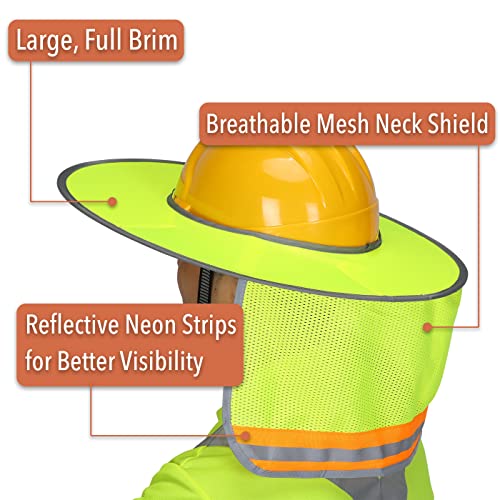 UNCO- Hard Hat Sun Shield, 1 Pack, Yellow, Full & Standard Brim Mesh Sunshade High Visibility Reflective, Hard Hat Accessories - Image 3
