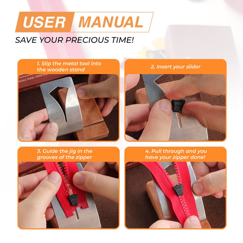 Savina Zipper Jig Tool, Hardwood & Stainless Steel Zipper Installing Tool for Dresses & Pants, Works with Various Sizes, Tool for Sewing. - Image 2