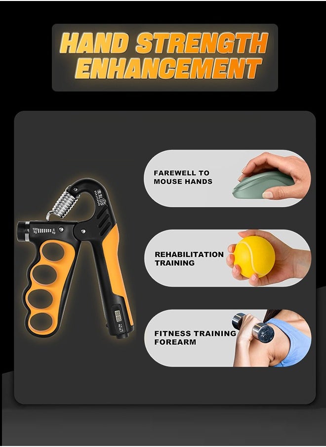 Grip Strength Trainer, Adjustable Resistance 11-220 Ibs Forearm Exerciser, the Five Fingers Grip Strength Trainer with Digital Counter, Hand Grips Strengthener.