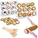Soaoo 2 Sets Christmas Slice and Bake Wooden Cookie Play Food Set Gift for Kids Pretend Cookies and Baking Sheet Wooden Play Food Set Baking for Kids - Image 2