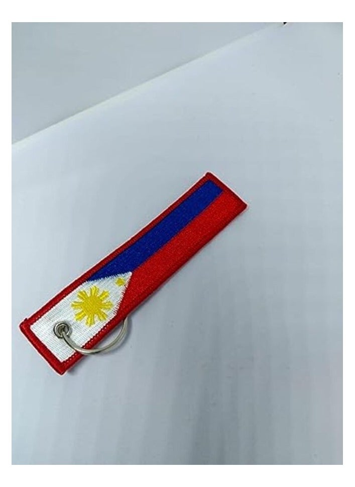 MIRFA Philippines Flag Keychain Tag with Key Ring, EDC for Motorcycles, Scooters, Cars and Gifts Flag Key Chain, 100% Embroidered  - Image 2