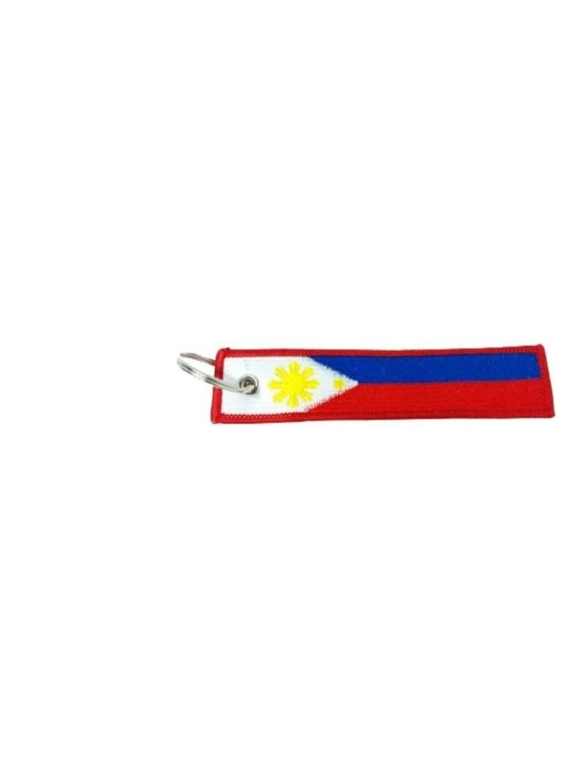 MIRFA Philippines Flag Keychain Tag with Key Ring, EDC for Motorcycles, Scooters, Cars and Gifts Flag Key Chain, 100% Embroidered  - Image 1