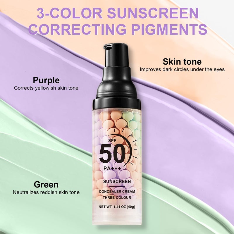 LemonSac 3 In 1 Primer for Face Before Makeup,SPF 50, Sunscreen One Step Color Corrector Face Isolation Cream, Blurs Imperfections Oil Control & Moisturizing Skin Tone Correcting (Purple Pink Green) - Image 2