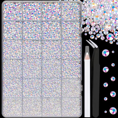 TINKRSTUFF 25000Pcs Resin Jelly Rhinestones for Crafting, White AB 2-6mm Mixed Sizes Non Hotfix Flatback Gems, Bedazzling Crystal for DIY Crafts Clothing Tumblers Mugs Shoes Fabric Nail Art - Image 1