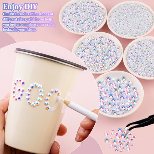 TINKRSTUFF 25000Pcs Resin Jelly Rhinestones for Crafting, White AB 2-6mm Mixed Sizes Non Hotfix Flatback Gems, Bedazzling Crystal for DIY Crafts Clothing Tumblers Mugs Shoes Fabric Nail Art - Image 3