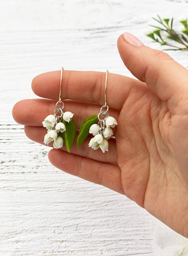 Lily of the valley flower earrings statement nature jewelry - Image 2