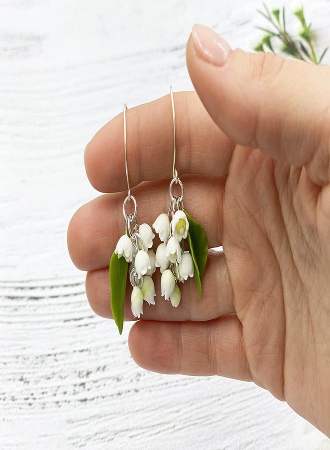 Lily of the valley flower earrings statement nature jewelry - Image 3