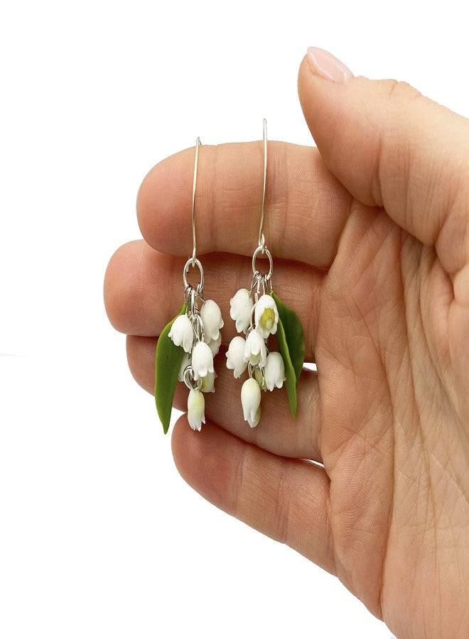 Lily of the valley flower earrings statement nature jewelry - Image 1