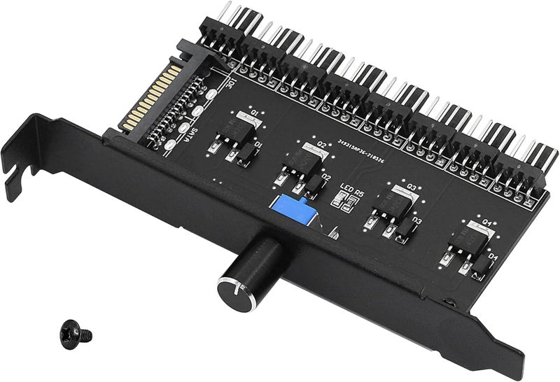 SinLoon PC 8 Channels Fan Hub Knob Cooling Fan Speed Controller for CPU Case HDD VGA PWM Fan PCI Bracket 12V Fan Control SATA Interface Power Supply SATA 1Knob - Image 1