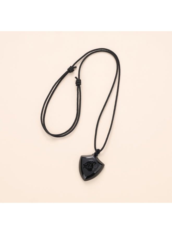 COAI Lion Head Obsidian Shield of Faith Pendant, Men's Black Obsidian Necklace, 44-64 cm Nylon Lanyard, All Seasons, 180 Day Warranty - Image 4