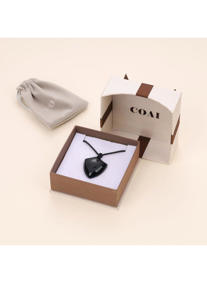 COAI Lion Head Obsidian Shield of Faith Pendant, Men's Black Obsidian Necklace, 44-64 cm Nylon Lanyard, All Seasons, 180 Day Warranty - Image 5