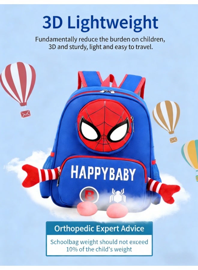 Spider-man Kids Backpack for Toddlers, Lightweight 340g Water-Repellent School Bag with Breathable Back & Multiple Pockets, Preschool Elementary Bookbag for Boys (Blue, SST-8920) - Image 2