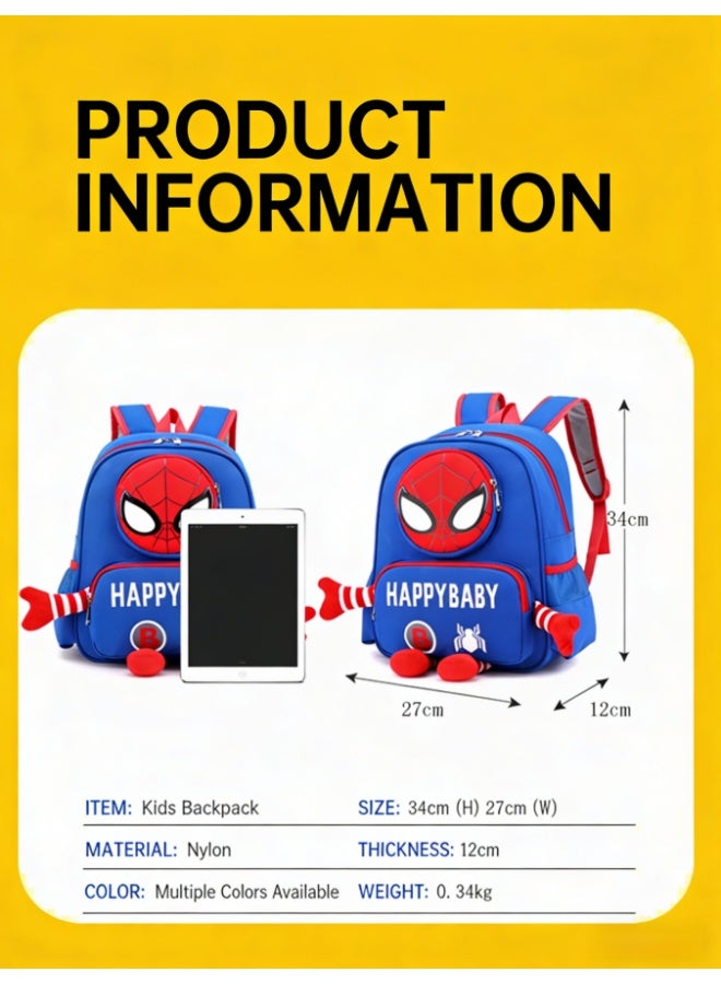 Spider-man Kids Backpack for Toddlers, Lightweight 340g Water-Repellent School Bag with Breathable Back & Multiple Pockets, Preschool Elementary Bookbag for Boys (Blue, SST-8920) - Image 3