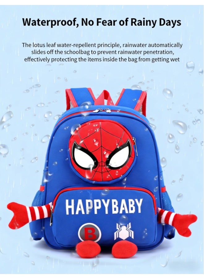 Spider-man Kids Backpack for Toddlers, Lightweight 340g Water-Repellent School Bag with Breathable Back & Multiple Pockets, Preschool Elementary Bookbag for Boys (Blue, SST-8920) - Image 4