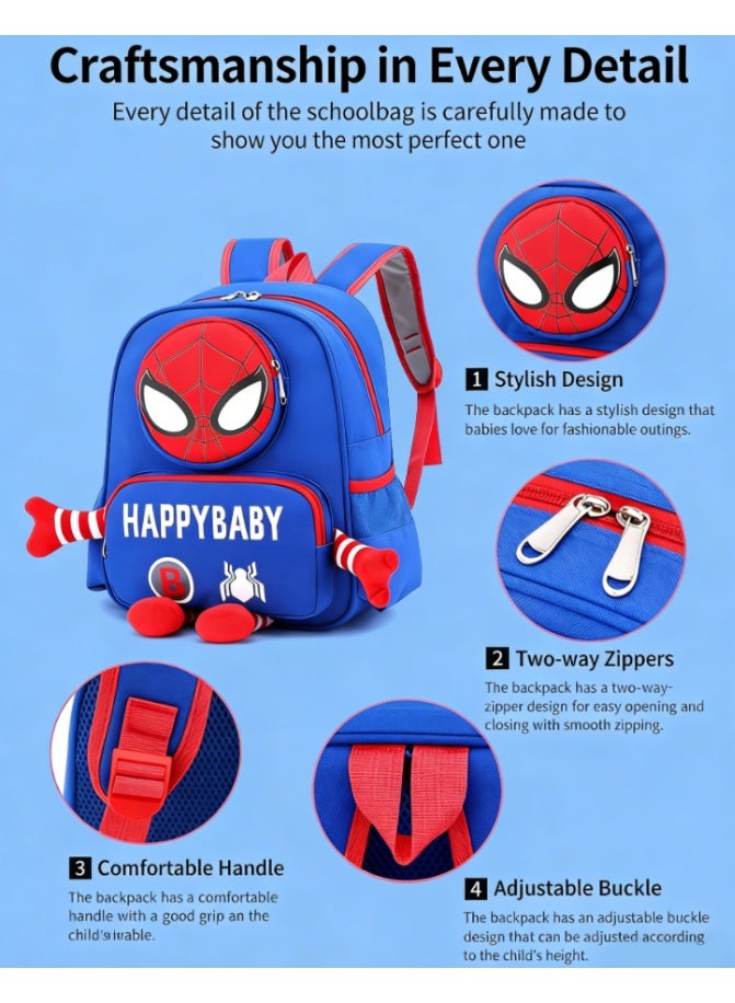 Spider-man Kids Backpack for Toddlers, Lightweight 340g Water-Repellent School Bag with Breathable Back & Multiple Pockets, Preschool Elementary Bookbag for Boys (Blue, SST-8920) - Image 5