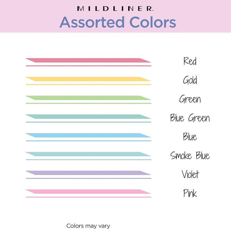 Zebra Pen Mildliner, Double Ended Highlighter, Broad and Fine Tips, Assorted Colors, 8 Pack, 78108 - Image 3