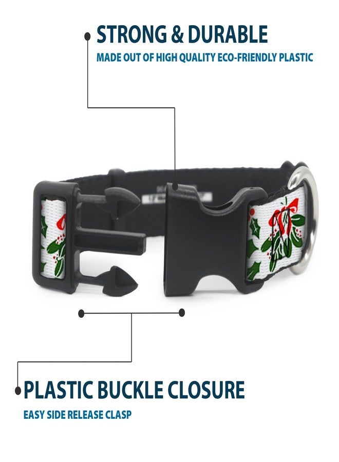 Buckle Down Buckle-Down 15-26" Holly & Mistletoe Plastic Clip Collar, Large - Image 4