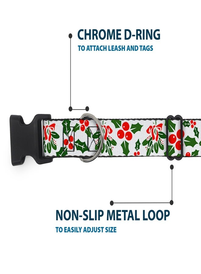 Buckle Down Buckle-Down 15-26" Holly & Mistletoe Plastic Clip Collar, Large - Image 5