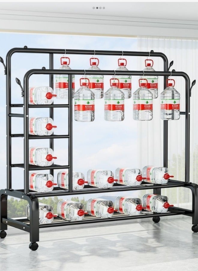 Shuer Metal Hanger Organizer And Black Hanger On Wheels 130x54x150 cm With Side Shelves - Image 5