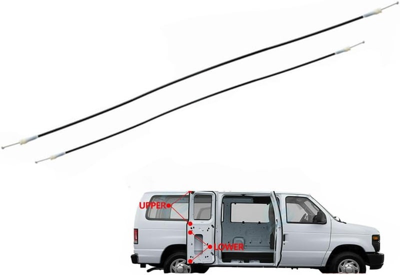 Zieichy Side Cargo Door Left Upper & Lower Latch Release Cable for Ford E150 E250 E350 E450 2003-2007 AC2Z-15264A26-B, 6C2Z-15264A01-AA - Image 1