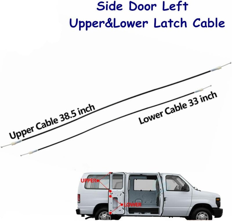 Zieichy Side Cargo Door Left Upper & Lower Latch Release Cable for Ford E150 E250 E350 E450 2003-2007 AC2Z-15264A26-B, 6C2Z-15264A01-AA - Image 2