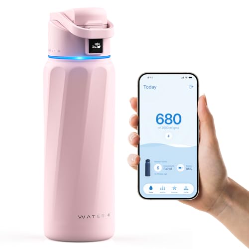 WaterH زجاجة مياه ذكية BOOST مع تذكير وتتبع، زجاجات معزولة مزدوجة الجدران من الفولاذ المقاوم للصدأ، سعة 32 أونصة خالية من BPA بفم واسع للجيم، المكتب، المدرسة، هدية مثالية لعيد الميلاد، الهالوين، رأس السنة الجديدة - Image 1