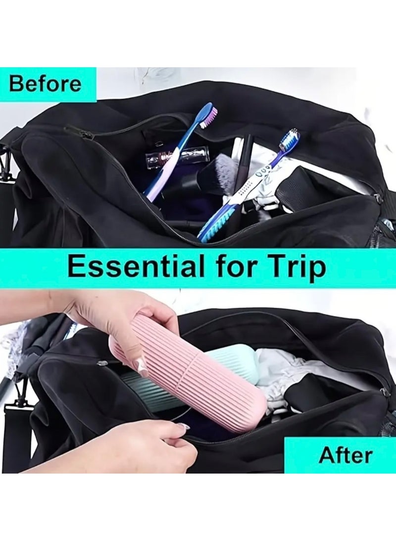 CleanWave - The Pure Effect PINK Travel Toothbrush Holder with Cup - Portable Toothbrush Case with Rinse Cup for Bathroom Essentials & Travel Toothbrush Holder, Portable Toothbrush Cup Case 19CM,Camping, Business Trip. School - Image 4